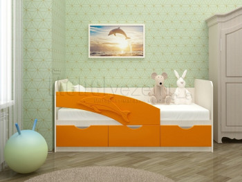 Дельфин-3 Кровать детская 3 ящика без ручек 1.8 Оранжевый глянец в Набережном - naberezhnoe.mebel54.com | фото