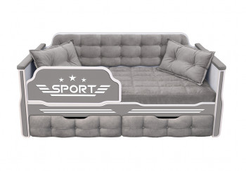 Кровать 160 серии Спорт 2 ящика 45 Серый (подушки) в Набережном - naberezhnoe.mebel54.com | фото