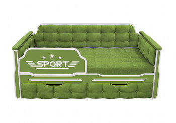Кровать 170 серии Спорт 2 ящика 76 Зелёный (мягкие боковые накладки) в Набережном - naberezhnoe.mebel54.com | фото