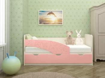 Кровать Бабочки 2,0м (Розовый металлик) в Набережном - naberezhnoe.mebel54.com | фото