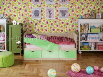 Кровать Бабочки 2,0м (Салатовый металлик) в Набережном - naberezhnoe.mebel54.com | фото