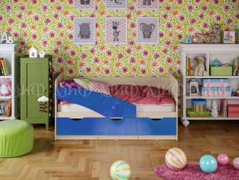 Кровать Бабочки 2,0м (Синий металлик) в Набережном - naberezhnoe.mebel54.com | фото