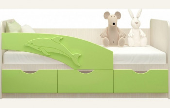 Кровать детская 1,6м Дельфин (Салатовый металлик) в Набережном - naberezhnoe.mebel54.com | фото