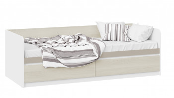Кровать «Сканди» с 2 ящиками Дуб Гарден/Белый/Глиняный серый в Набережном - naberezhnoe.mebel54.com | фото