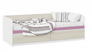 Кровать «Сканди» с 2 ящиками Дуб Гарден/Белый/Лиловый в Набережном - naberezhnoe.mebel54.com | фото
