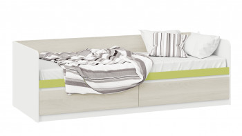 Кровать «Сканди» с 2 ящиками Дуб Гарден/Белый/Зеленый в Набережном - naberezhnoe.mebel54.com | фото