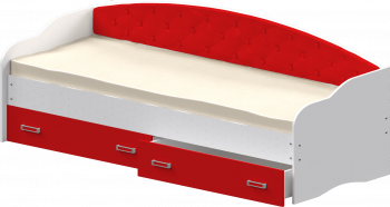 Кровать Софа-8 с мягкой спинкой (900х1900) Белый/Красный в Набережном - naberezhnoe.mebel54.com | фото