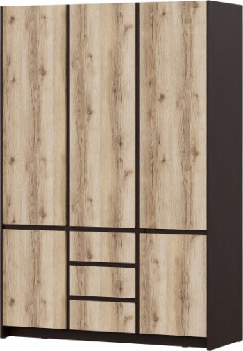 Модульная система "Прага" Шкаф для одежды трехстворчатый Дуб Венге/Дуб Делано в Набережном - naberezhnoe.mebel54.com | фото