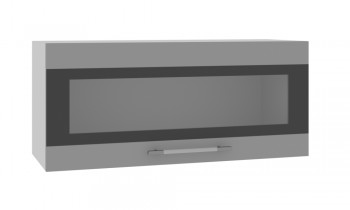 Норд ШВГС 800 Шкаф верхний горизонтальный со стеклом (Софт черный/корпус Венге) в Набережном - naberezhnoe.mebel54.com | фото