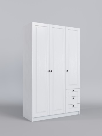 Шкаф 3-х створчатый с ящиками Классика (Белый/корпус Выбеленное дерево) в Набережном - naberezhnoe.mebel54.com | фото