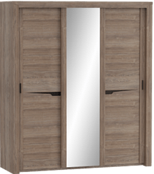 Шкаф трехдверный Соренто с раздвижными дверями Дуб стирлинг/Кофе структурный матовый в Набережном - naberezhnoe.mebel54.com | фото
